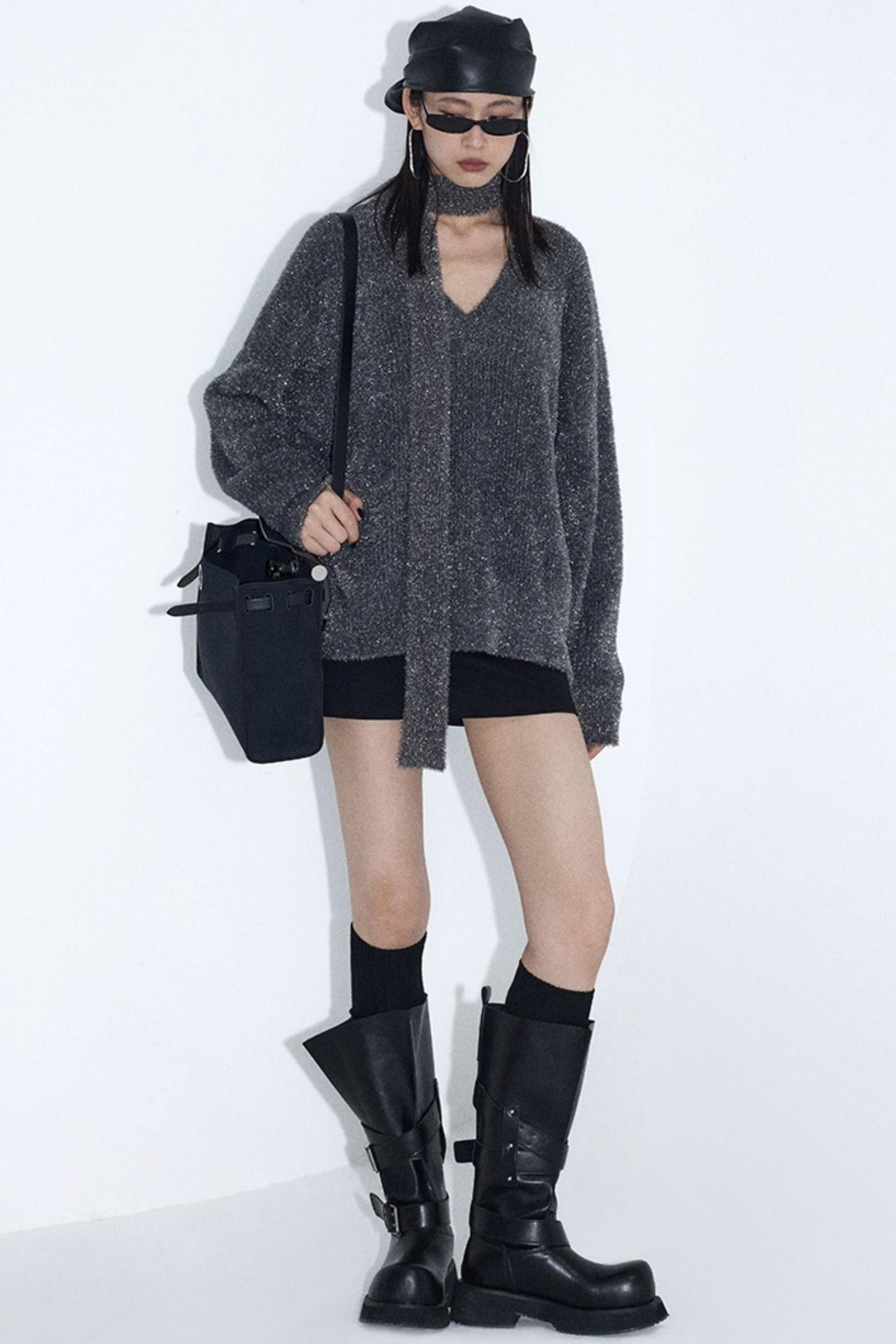 Silver V-Neck Sweater