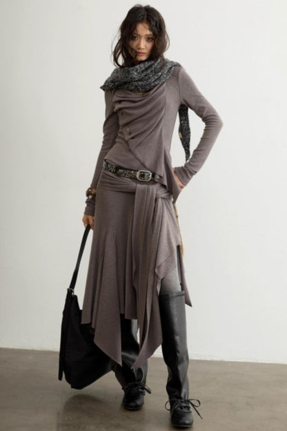 Classical Pleated Distressed Skirt Set-Up