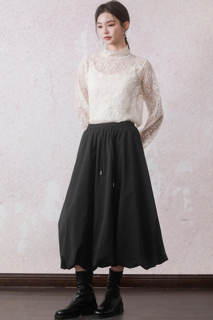 Vintage Black High-Waist Skirt