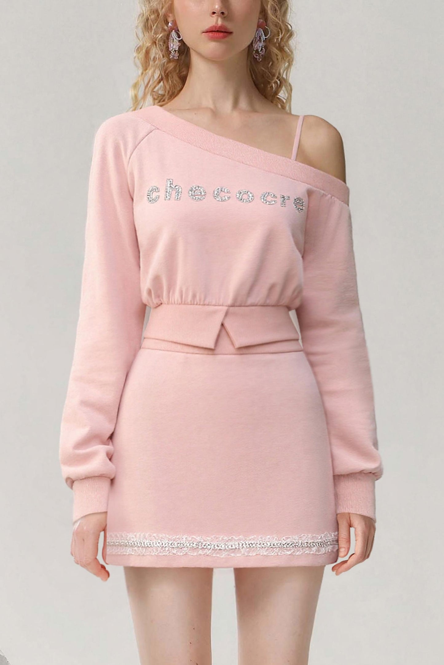 Pure Diamond Pink Top & Skirt Set