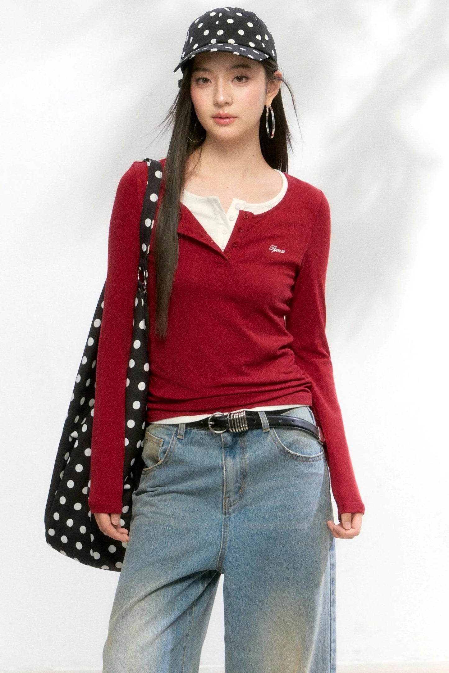 Basic Fake Two-Breasted Base Layer Top