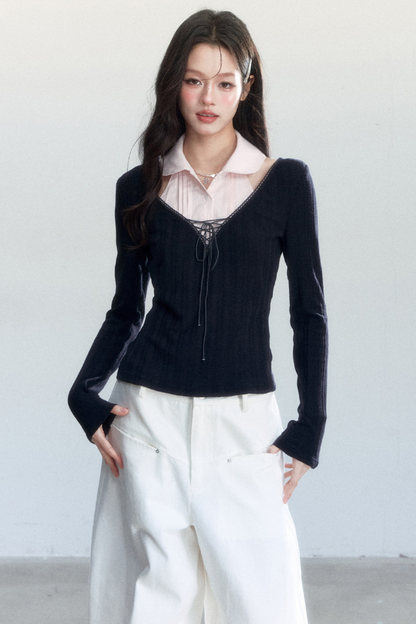 Korean-Style Decorative Shirt Collar