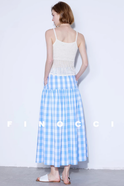 Yarn-Dyed Plaid A-Line Skirt
