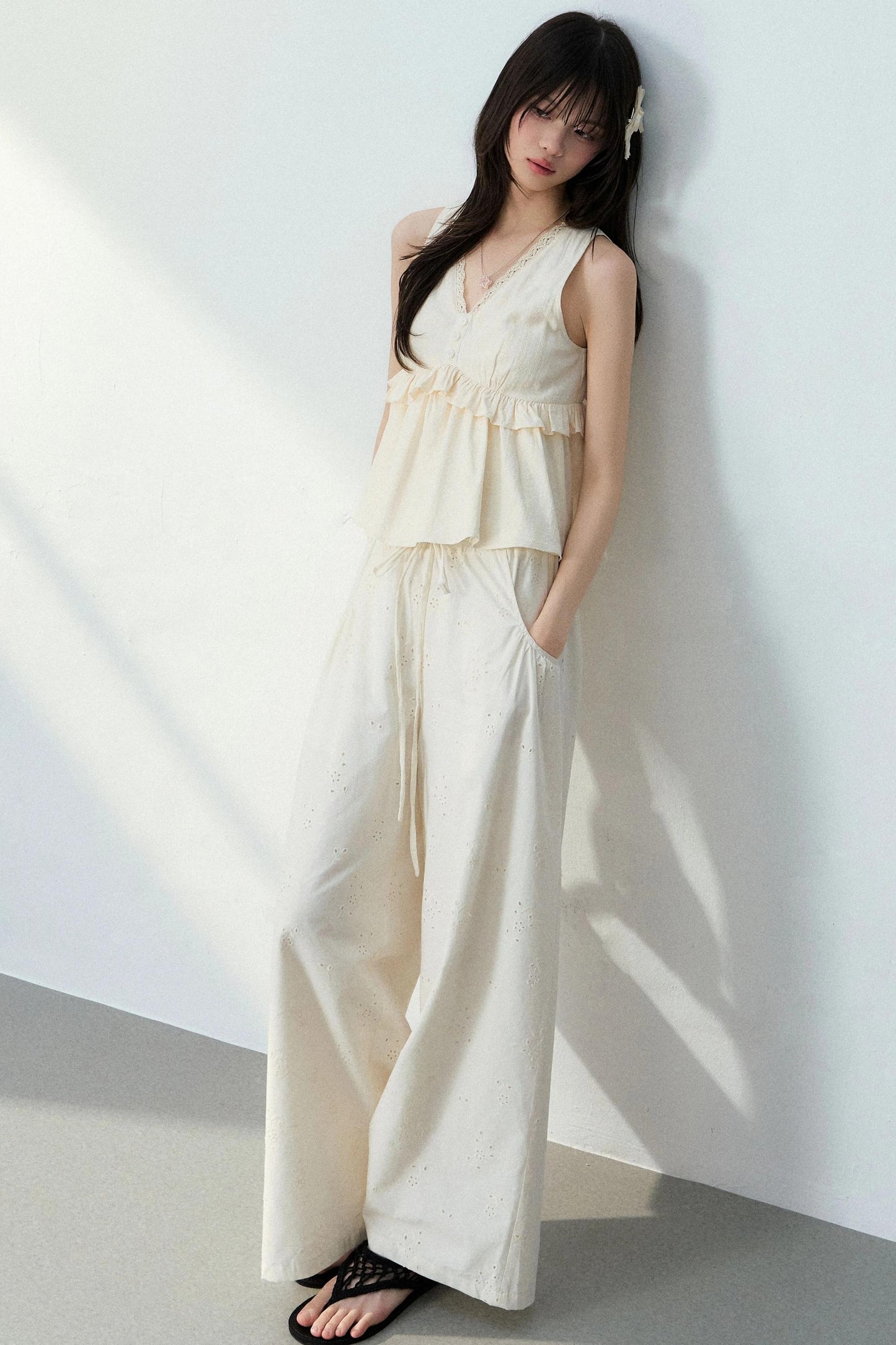 Lace Camisole Floral Pants