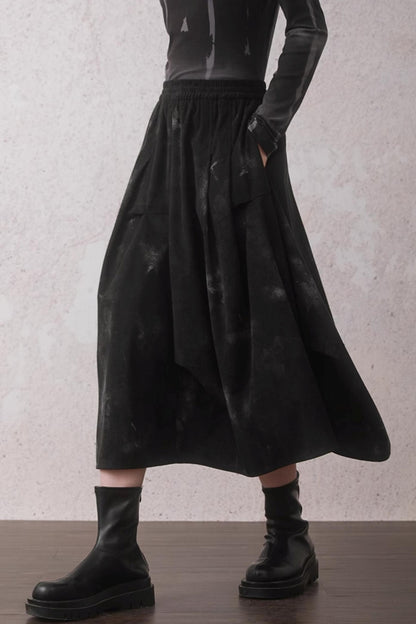 Tie-Dye Smoke Black Autumn Skirt