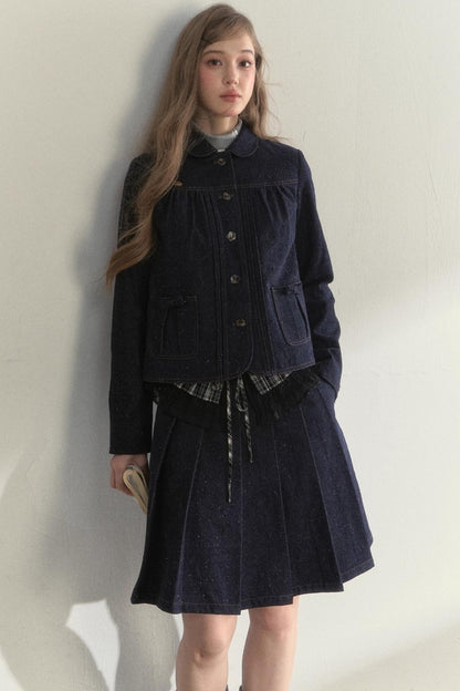 Retro Dot Denim Jacket Set-Up