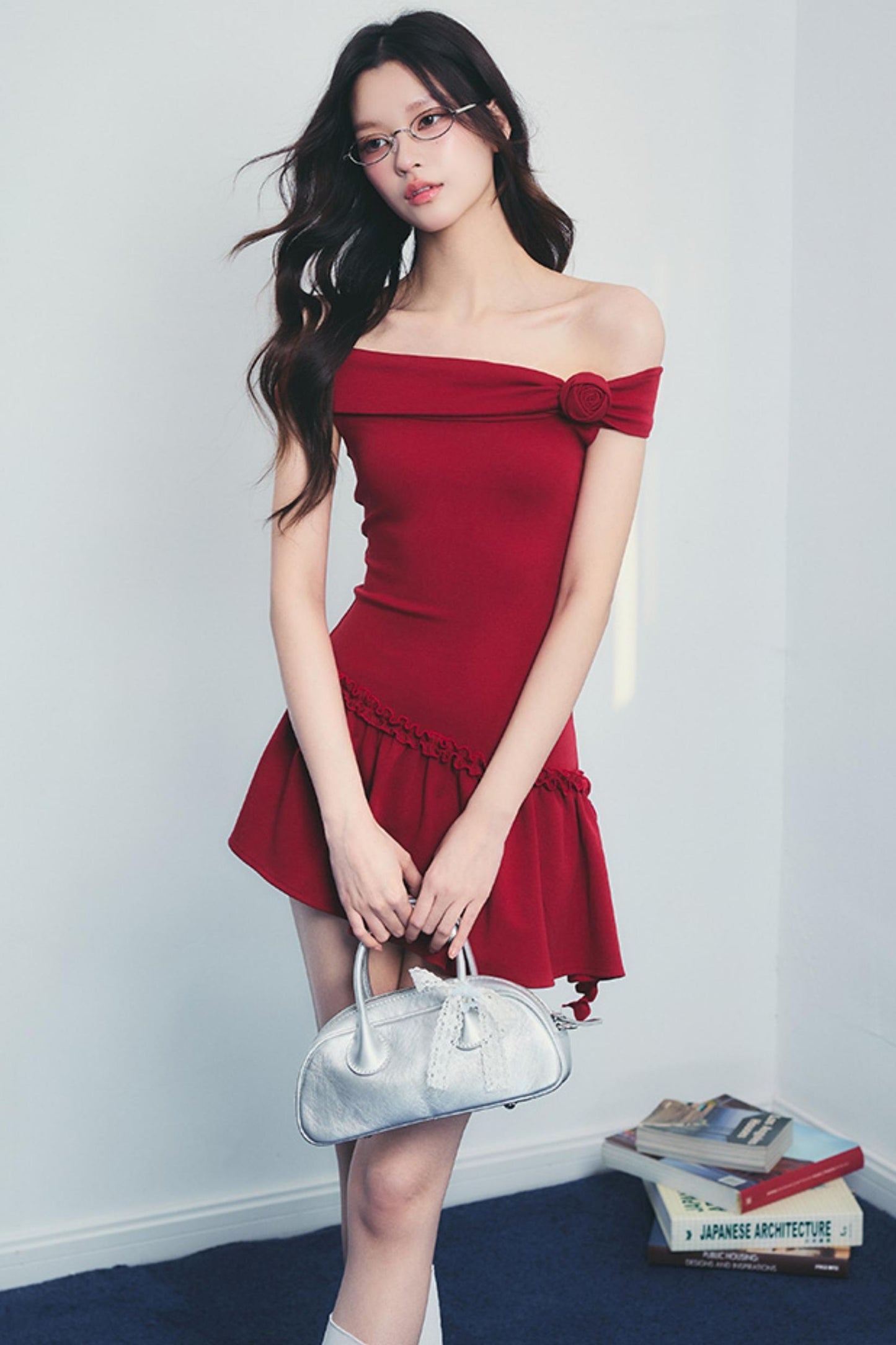 Pink One-Shoulder Drawstring Dress