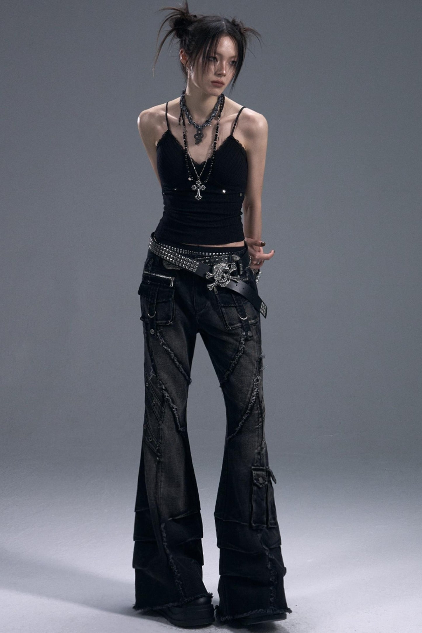 Casual Distressed Punk Bootcut Jeans