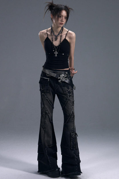 Casual Distressed Punk Bootcut Jeans