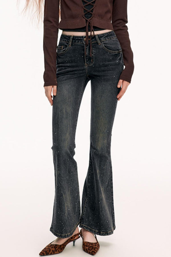 Retro Sparkle Denim Flare Jeans