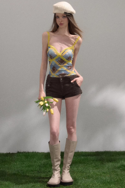 Retro Plaid Camisole Top