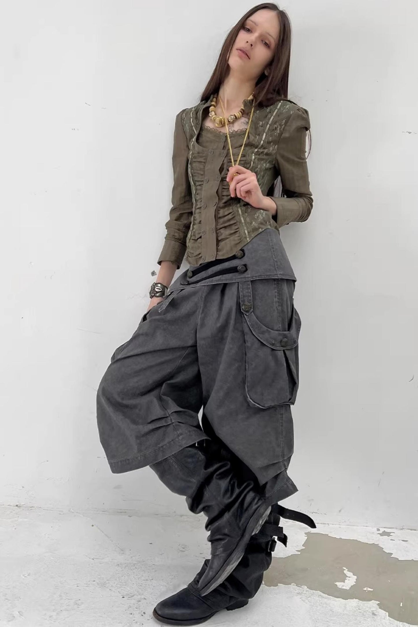 Retro Lace Splicing Shirt