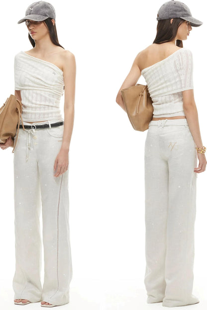 Tencel Linen Straight-Leg Pants