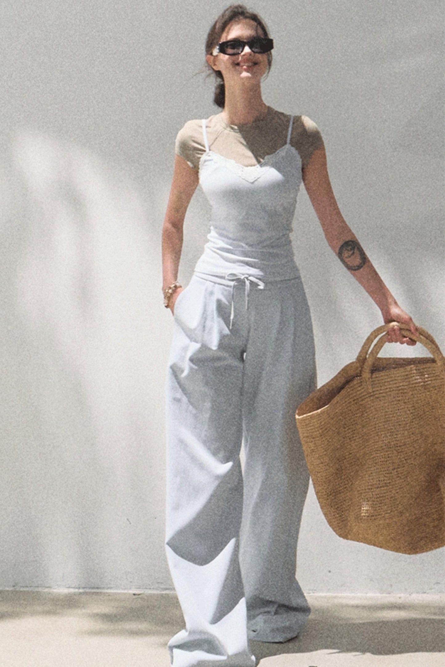 Cotton V-Neck Wide Leg Set-Up