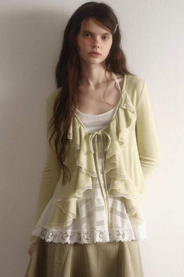 Forest Green Lace Cardigan Set-Up