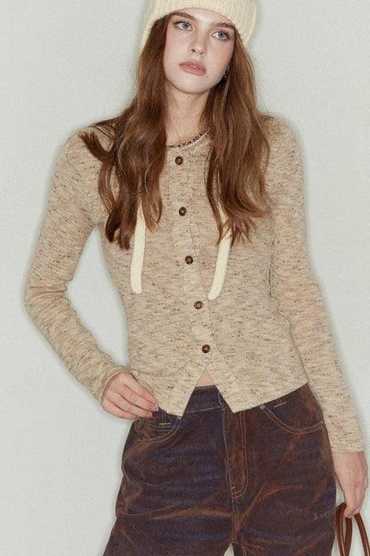 Flower Camel Knit Sweater