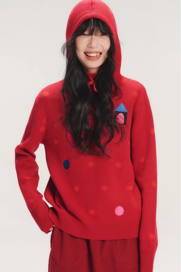 Colorful House Hooded Knit Sweater
