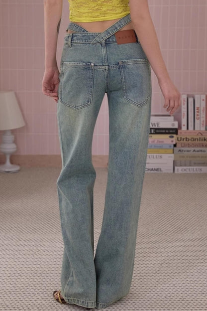 Summer Chic Cross-Waist Jeans