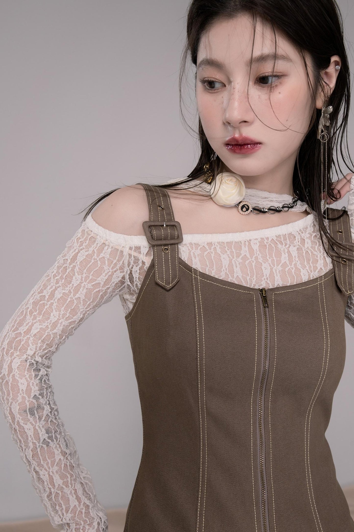 Small Waist Denim Suspender Dress