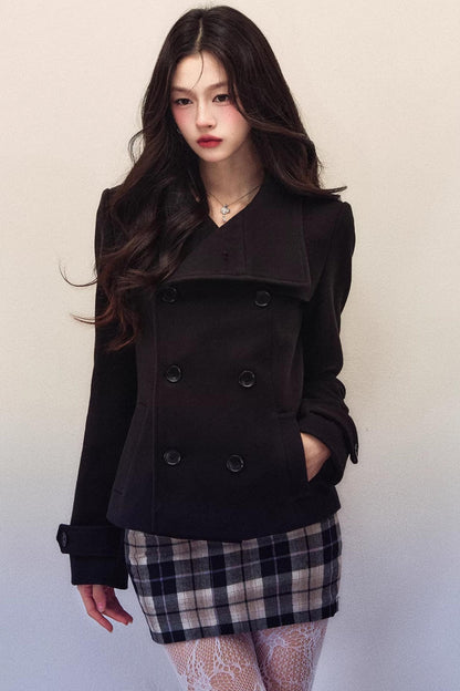 Double-Breasted Woolen Coat Set-Up