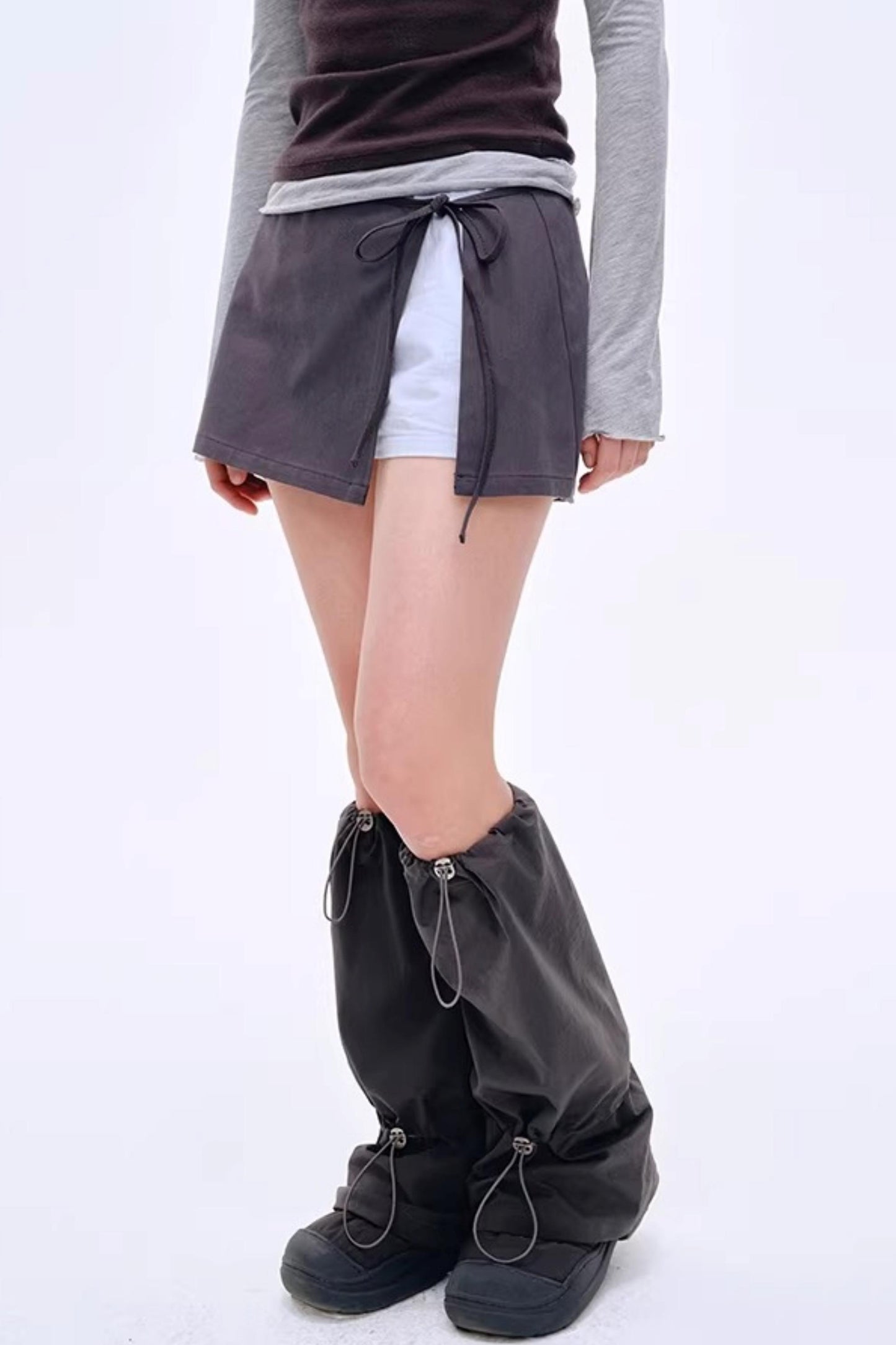 Side Slit Bow Pants Skirt