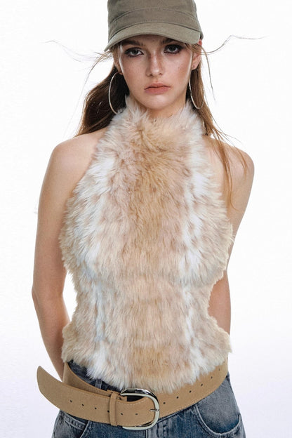 Leopard Print Faux Fur Vest