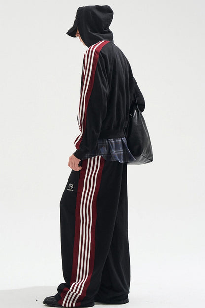 Raw Edge Contrast Hooded Cardigan