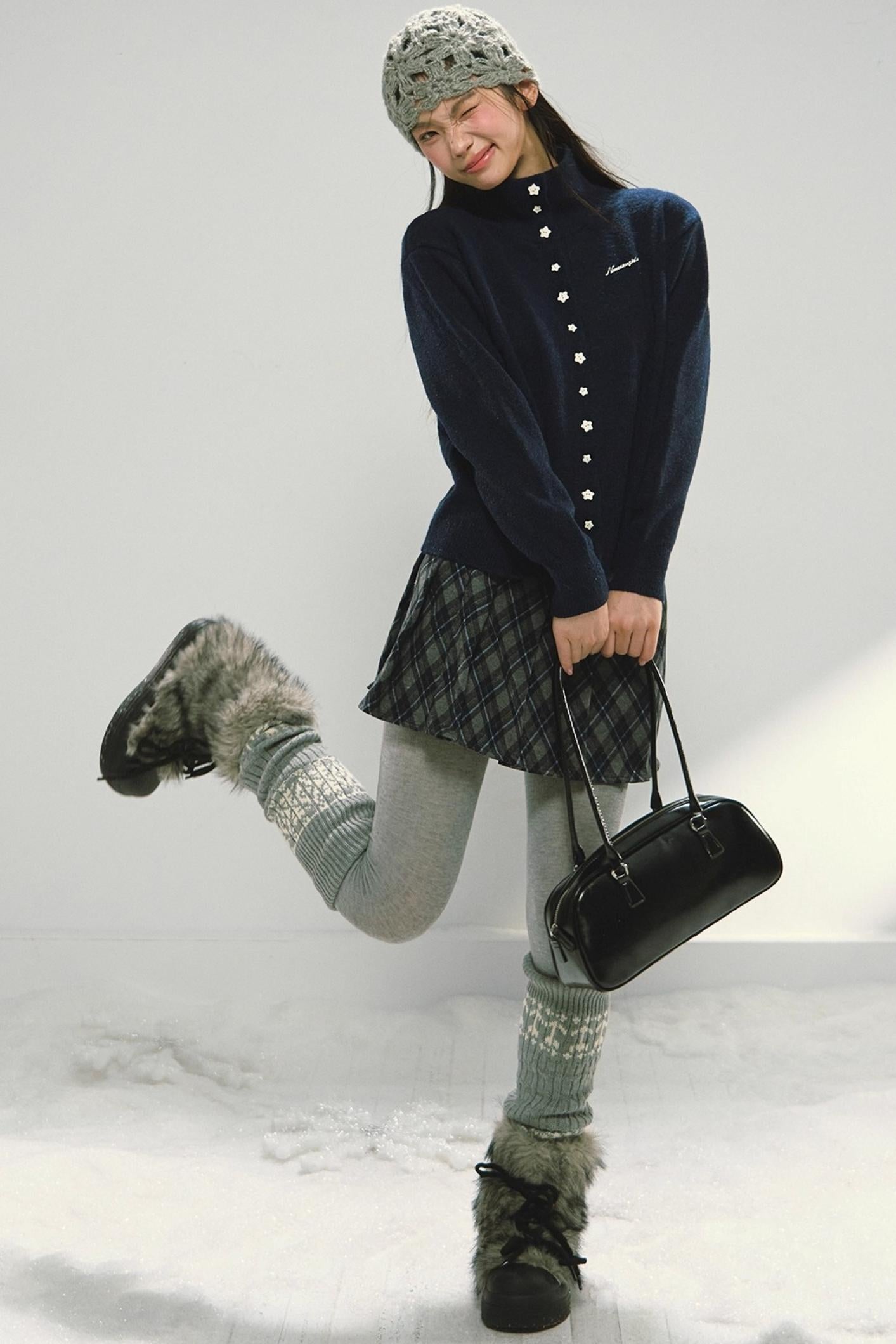 Navy Star Turtleneck Cardigan Set-Up