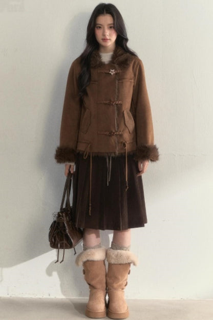 Retro Brown Corduroy Skirt