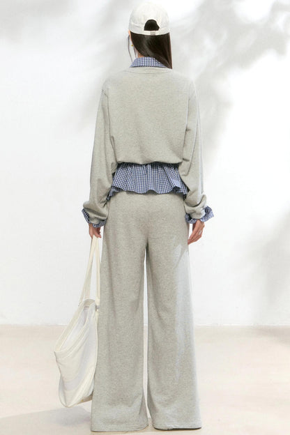 Fake Layered Contrast Knit Top Set-Up