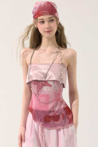 Irregular Hem Printed Tube Top