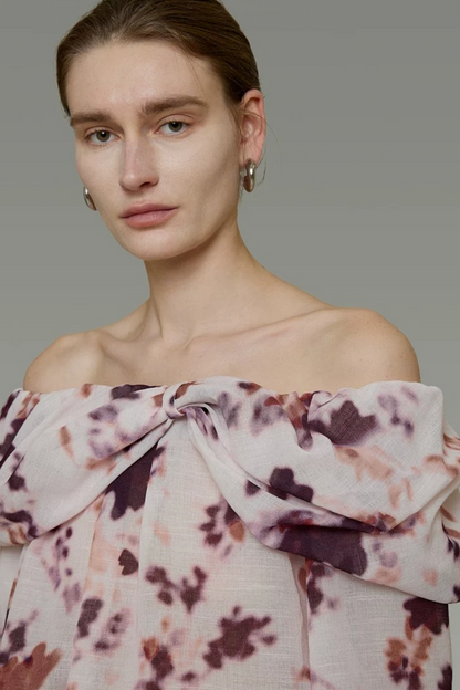 Elegant Tie-Dye Off-Shoulder Blouse