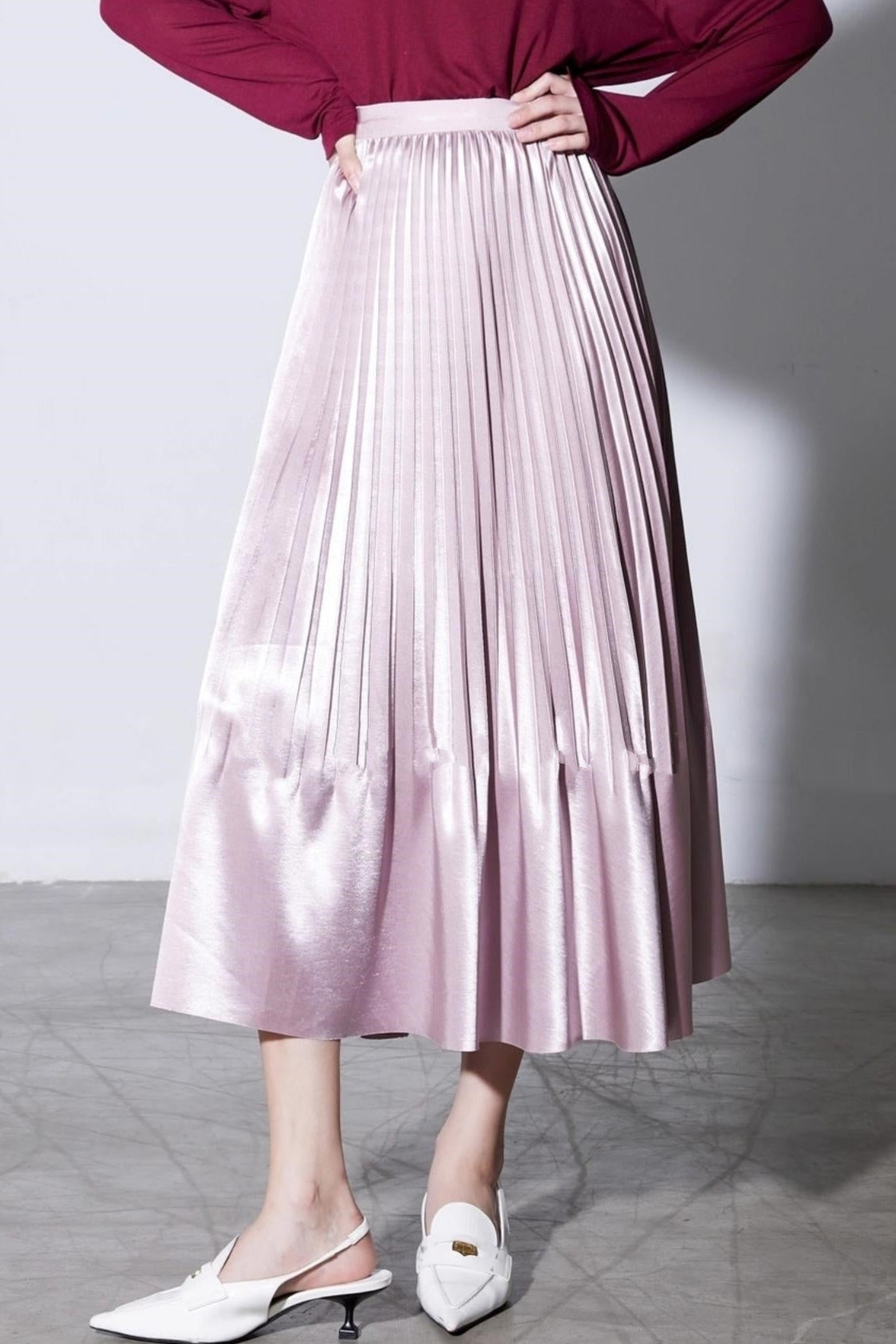 Gilt Satin Mermaid Pleated Skirt
