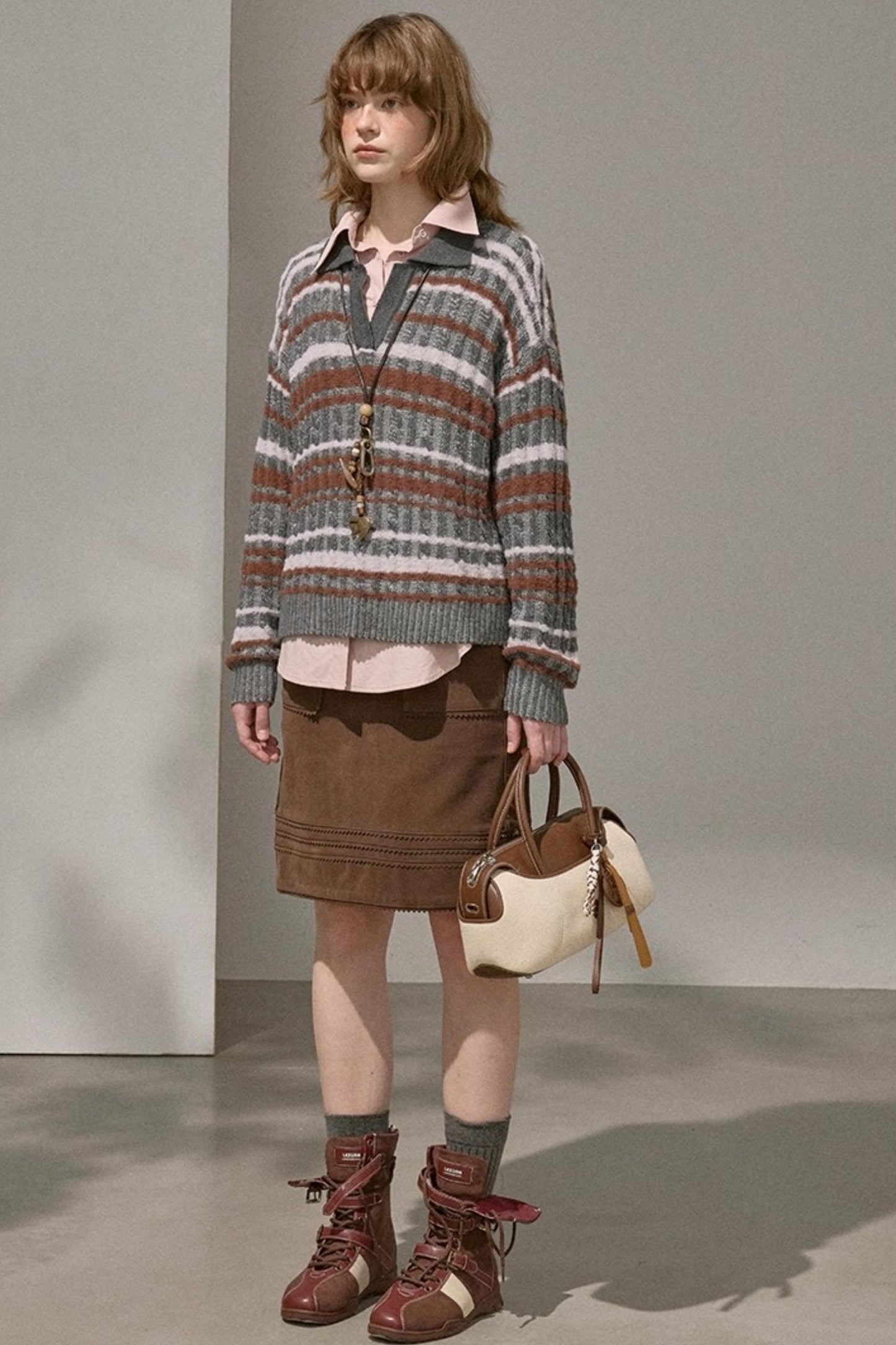 Cable Striped Pullover Sweater