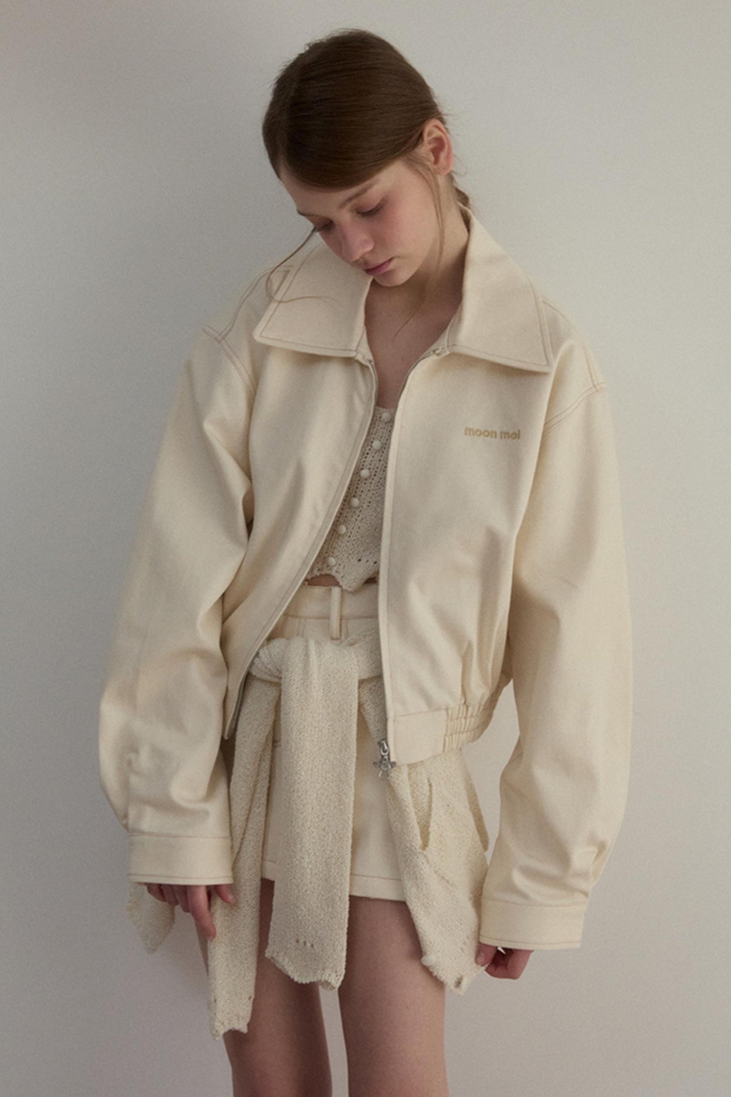 Embroidered A-Line Jacket Skirt Set-Up