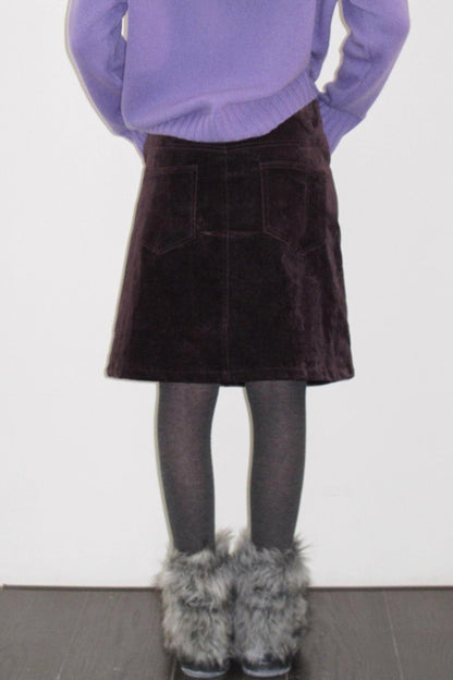 Vintage Dark Purple Velvet Skirt