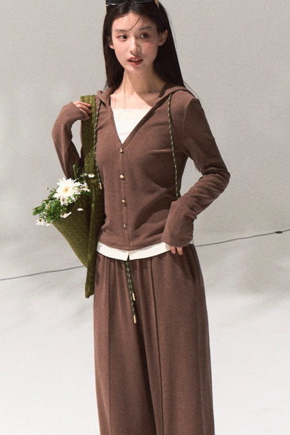 Tears Knit Top & Wide-Leg Pants Set-Up