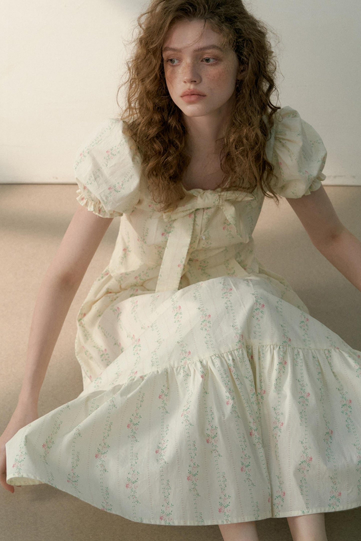 Floral Tie Bubble Sleeve Set-Up