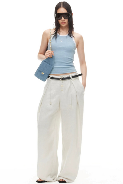 Sand-Washed Color-Blocked Halter Top
