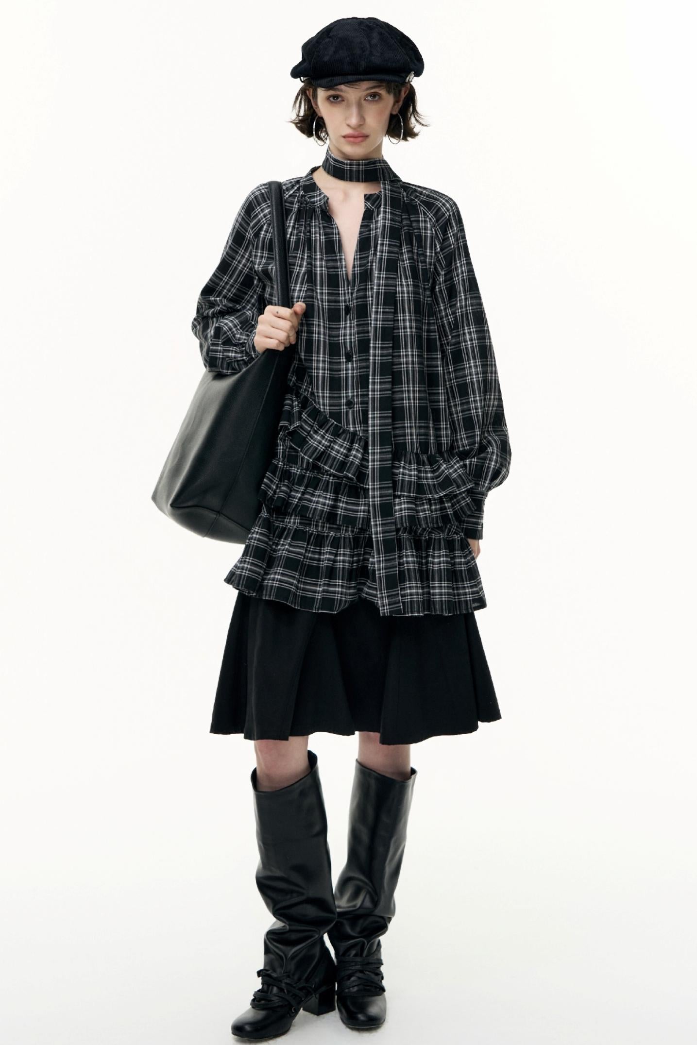 Salt Tea Plaid Shirt Dress