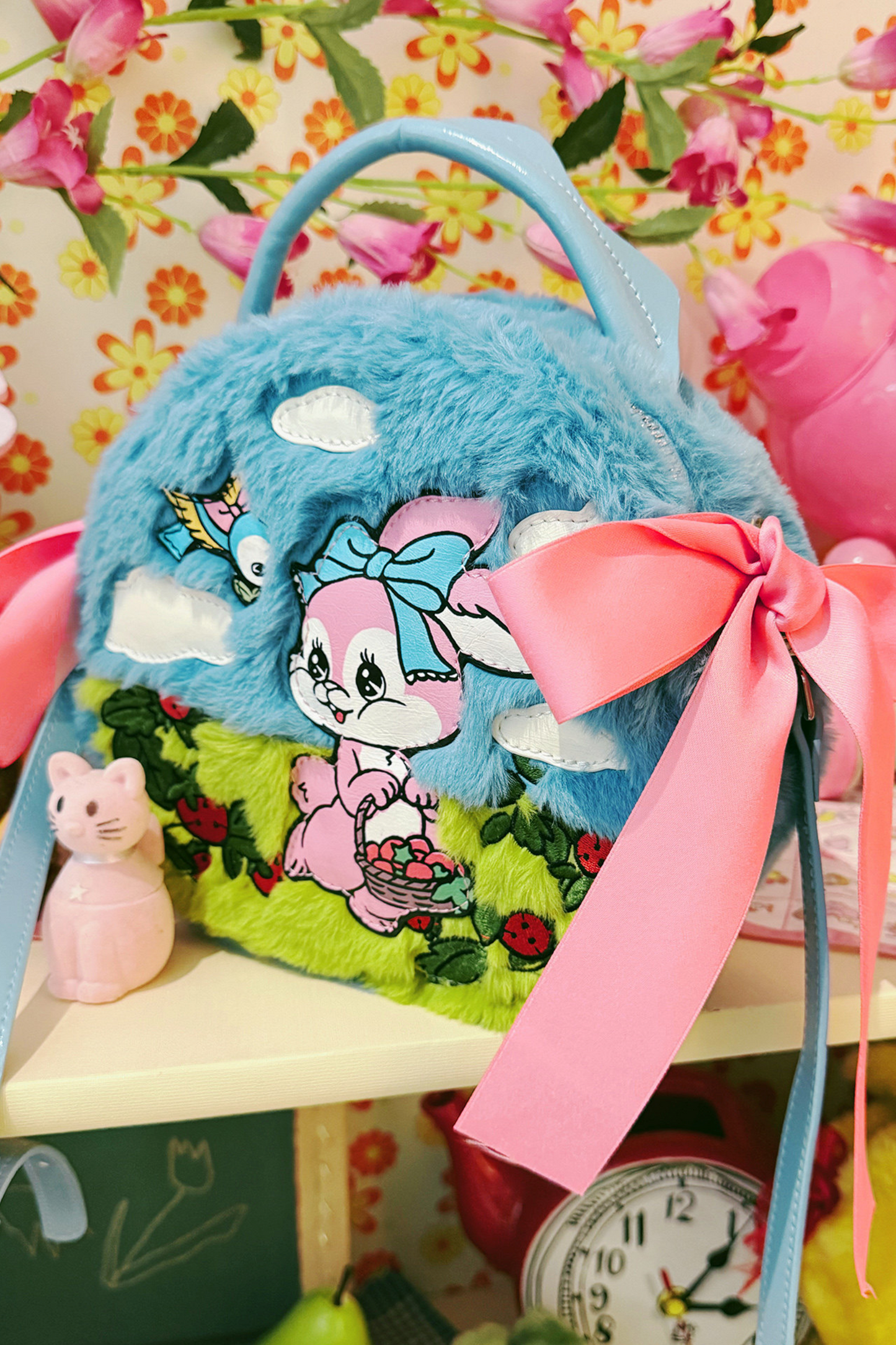 Blue Bunny Plush Crossbody Bag