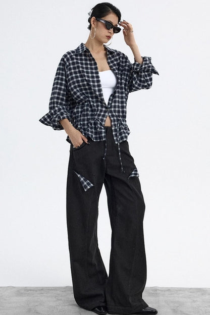 Deconstructed Matte Black Cargo Pants