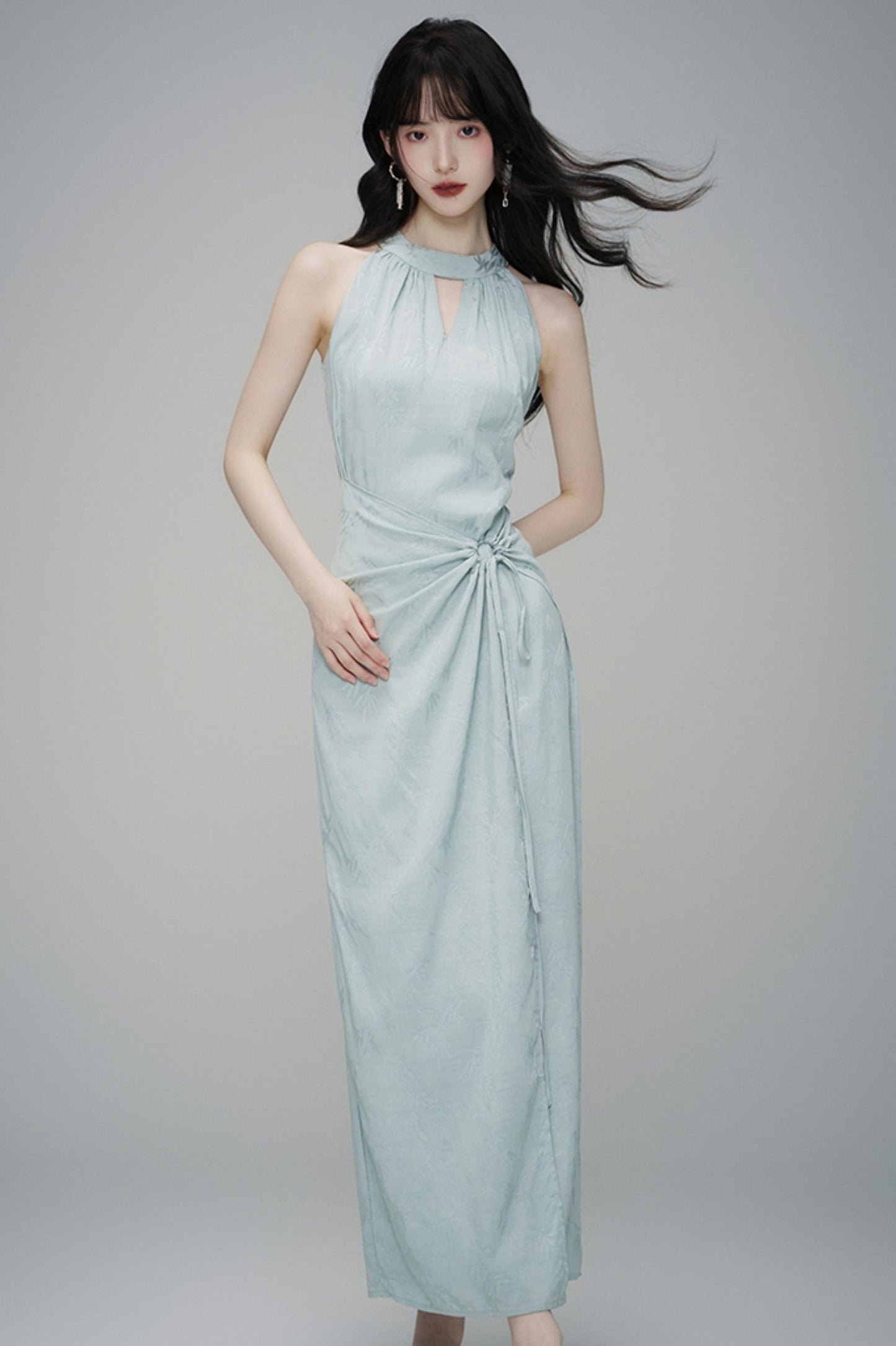 Elegant Sleeveless Jacquard Maxi Dress