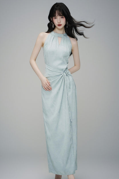 Elegant Sleeveless Jacquard Maxi Dress