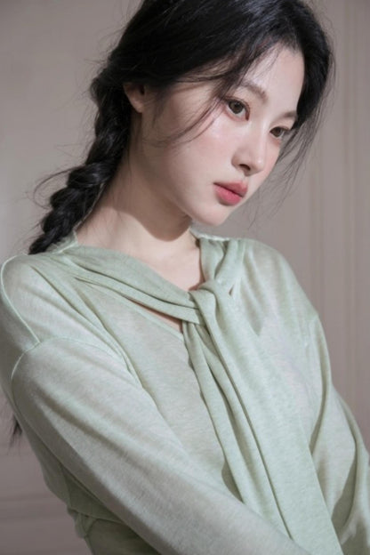 Lyocell Wool Shawl Knitwear Top