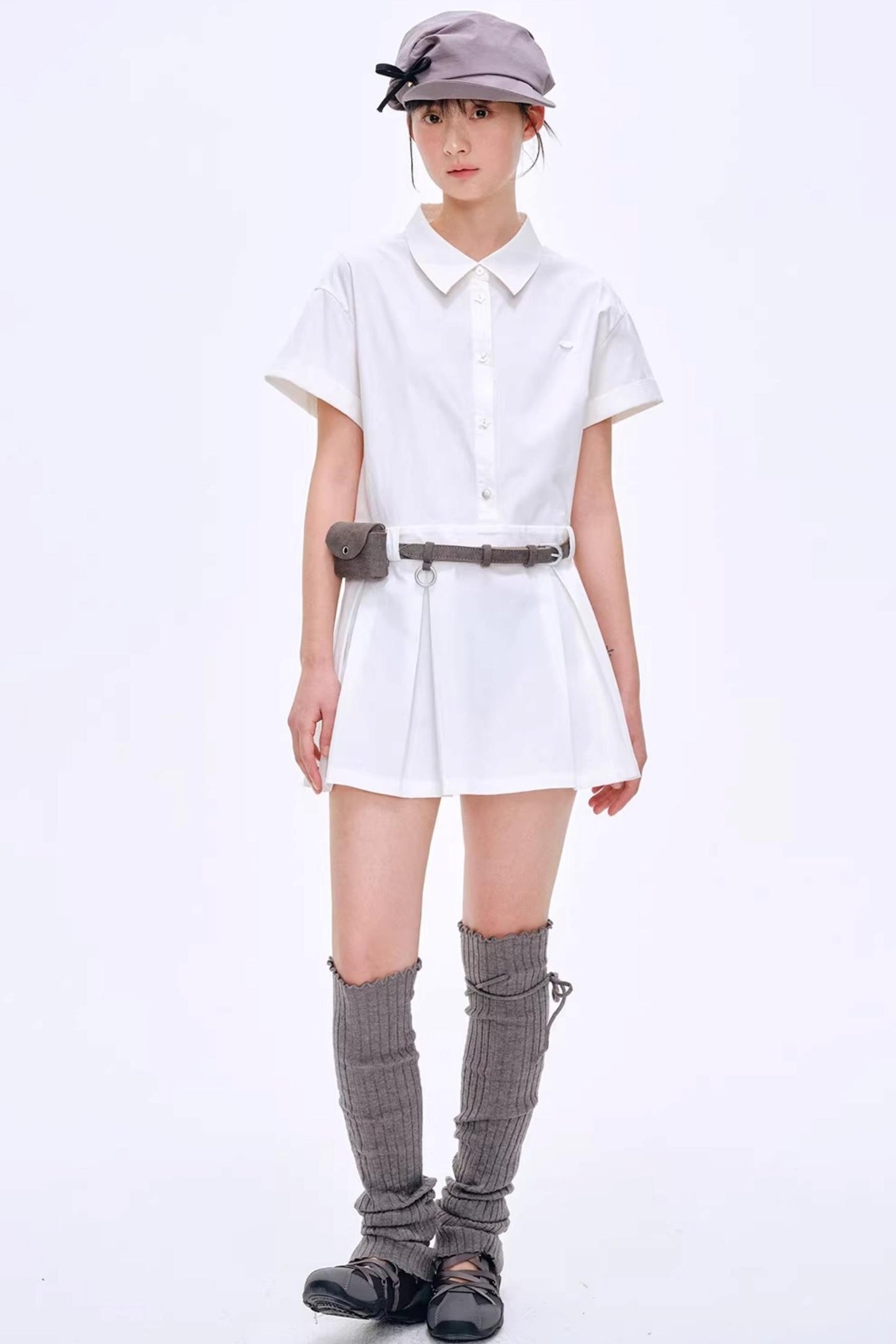 Simple Pleated Shirt Dress