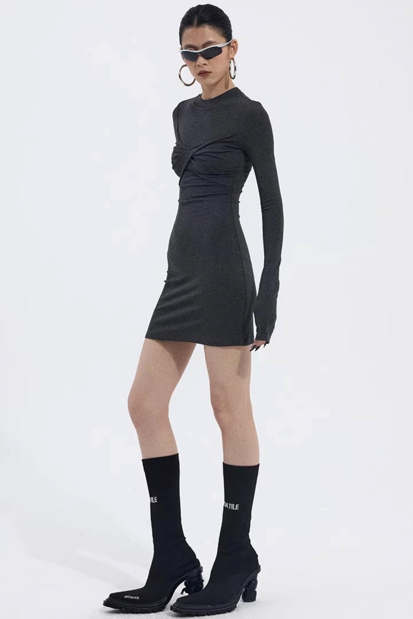 Asymmetrical Twist Bodycon Dress