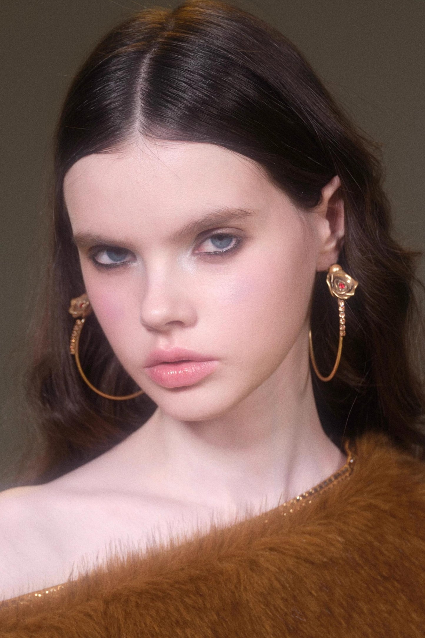 Vintage Rose Zircon Hoop Earrings