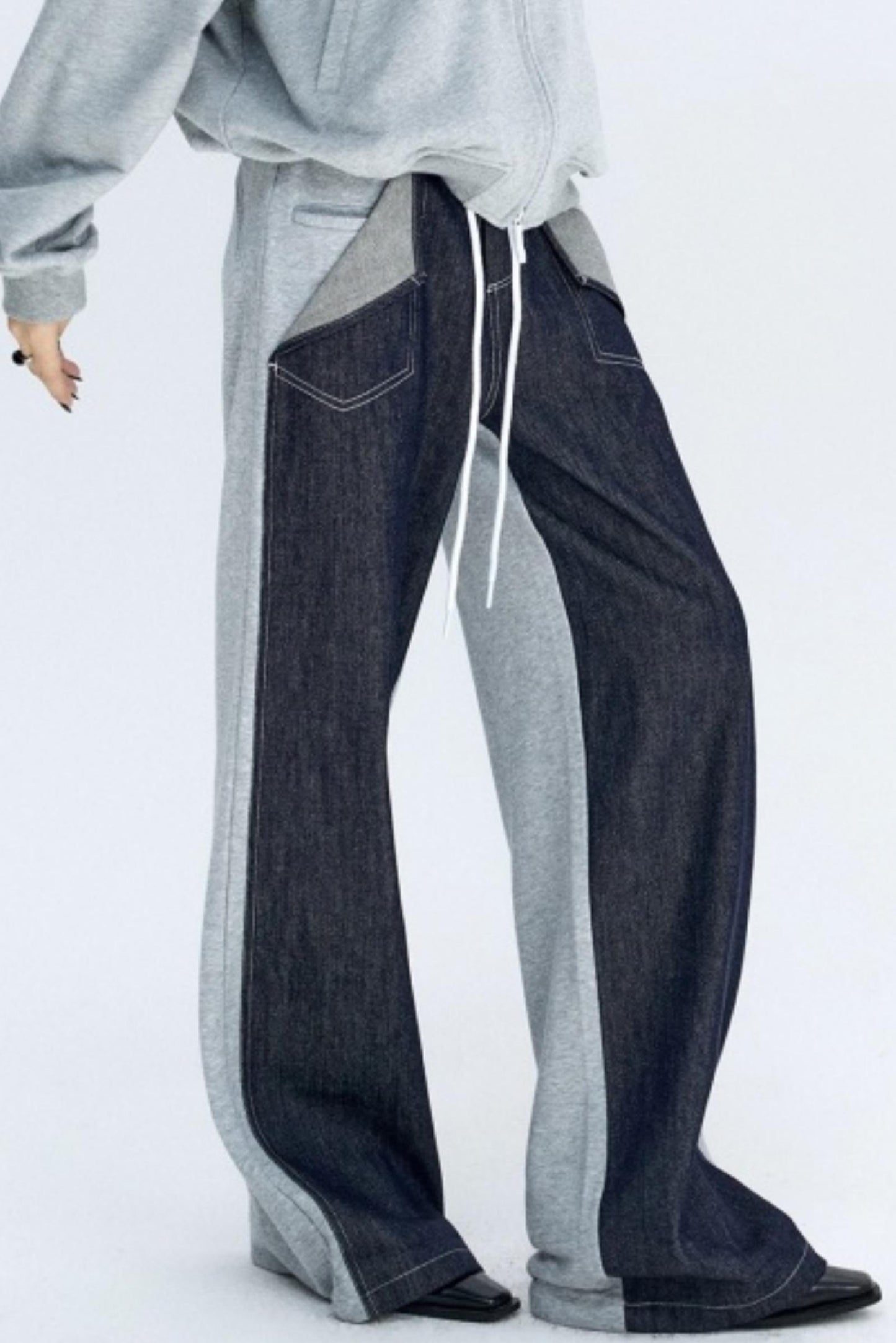 Color-Blocked Denim Sweatpants