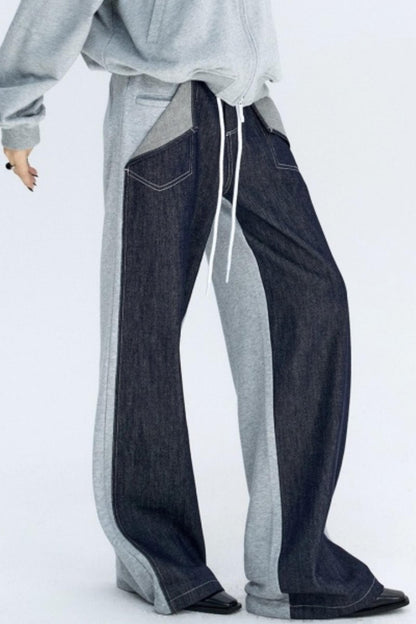 Color-Blocked Denim Sweatpants